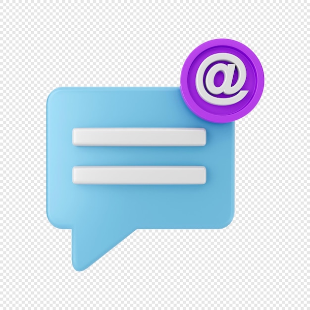 3d chat bubble notification icon with address