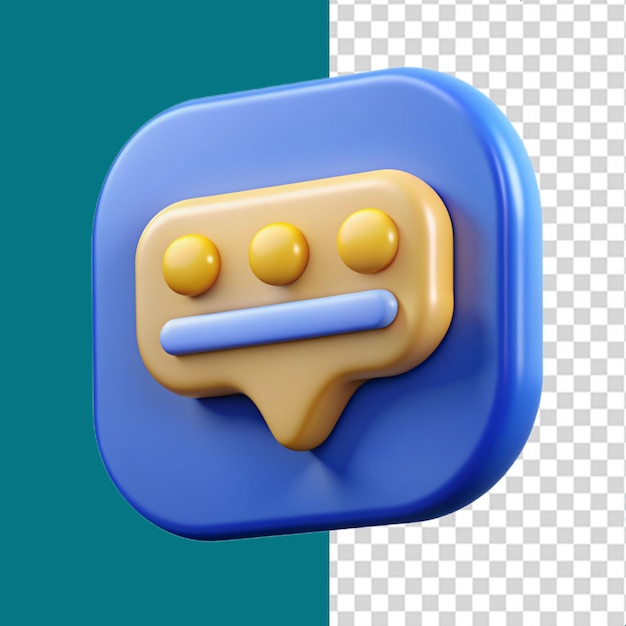 3D chat icon on transparent background