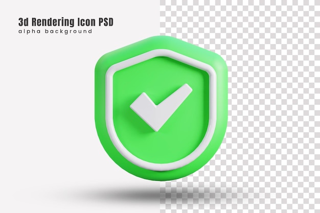 3d check mark approved sign icon or approved icon on secure shield icon