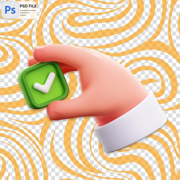 3D Check Render Icon Isolated PNG Illustration PSD Template