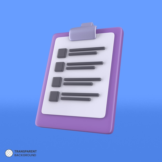 3d checklist document icon 3d render illustration