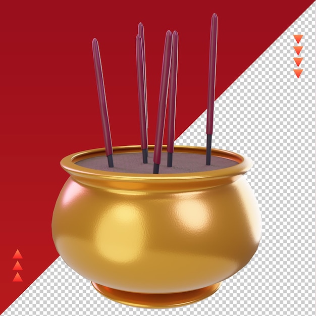 3d chinese new year Incense icon rendering right view