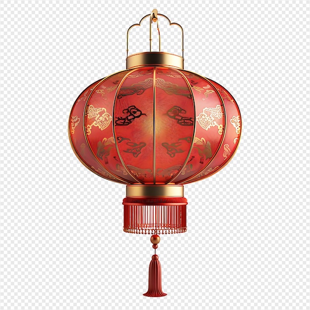 3d chinese new year lantern on isolated transparent background