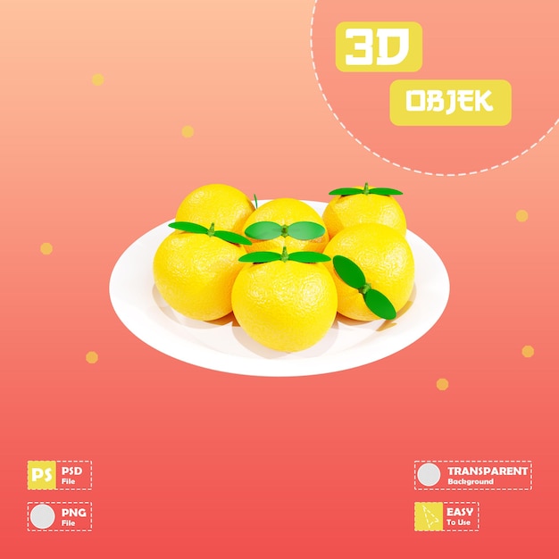 3D Chinese New Year Object Orange Imlek With Transparent Background