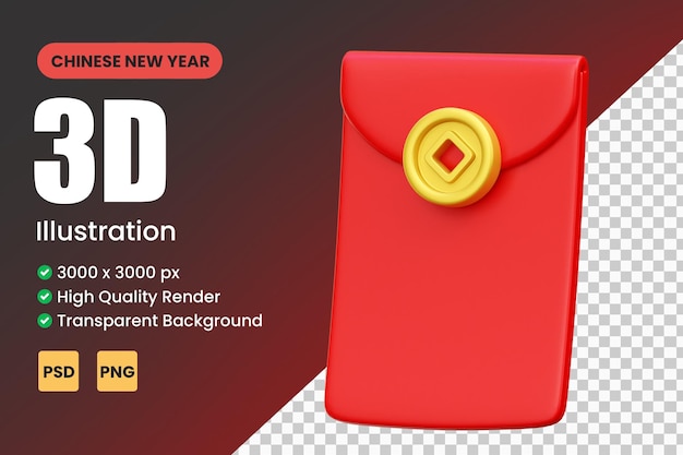 3D Chinese new year red envelope illustration