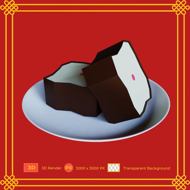 3D Chinese New Year White Nian Gao Cake