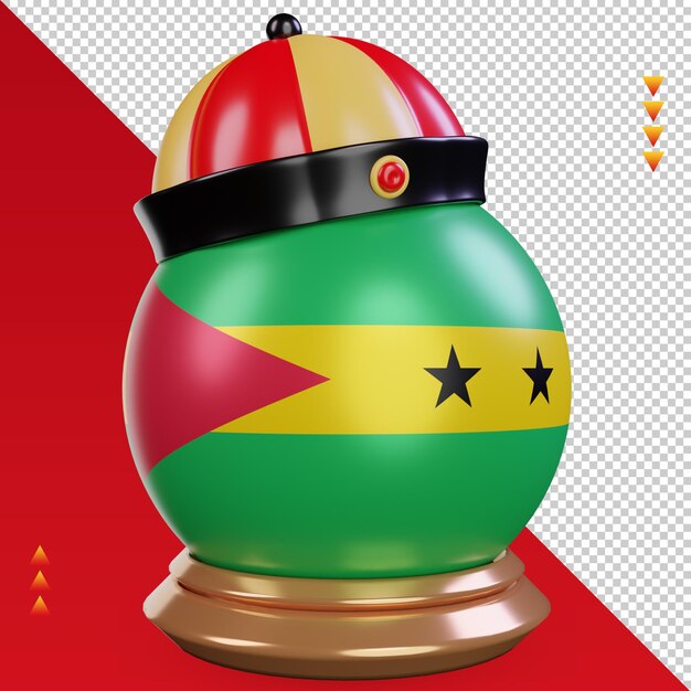 3d chinese newyear Sao Tome and Principe flag rendering left view