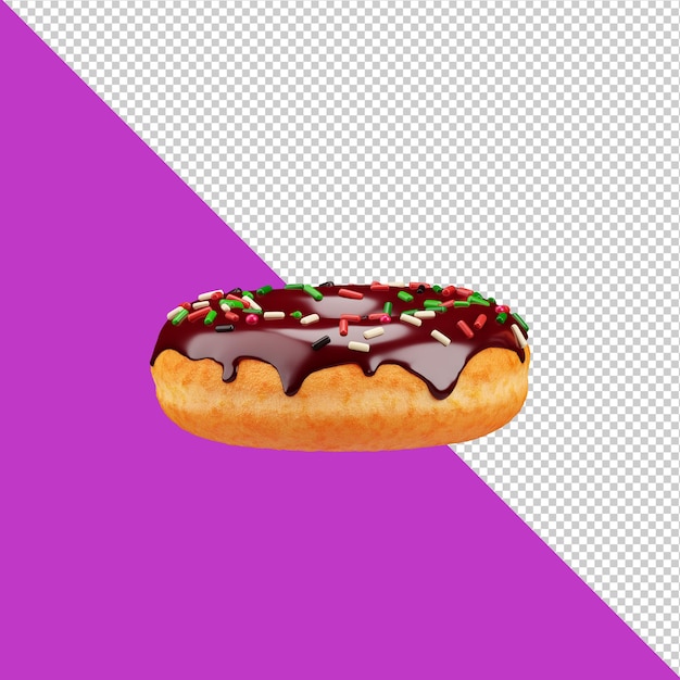 3D Chocolate donut. Realistic doughnut, 3d render.