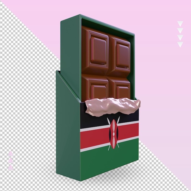 PSD 3d chocolate kenya flag rendering left view