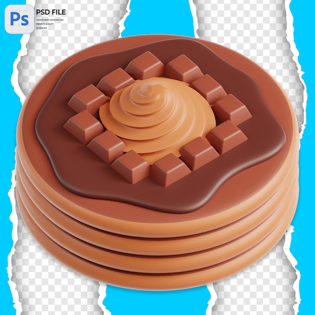 3D Chocolate Pancake Illustration Render Icon Isolated PNG