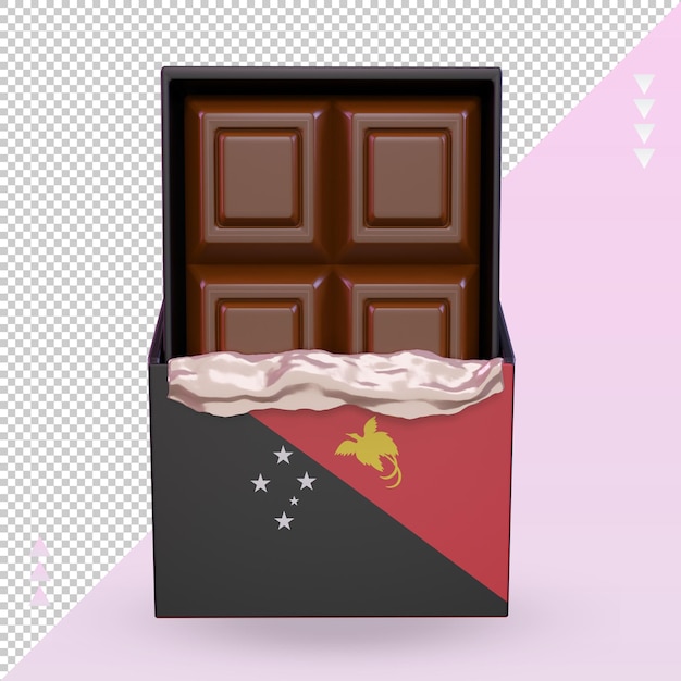 3d chocolate Papua New Guinea flag rendering front view