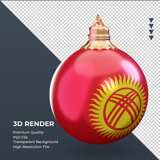 3d christmas ball Kyrgyzstan flag rendering left view