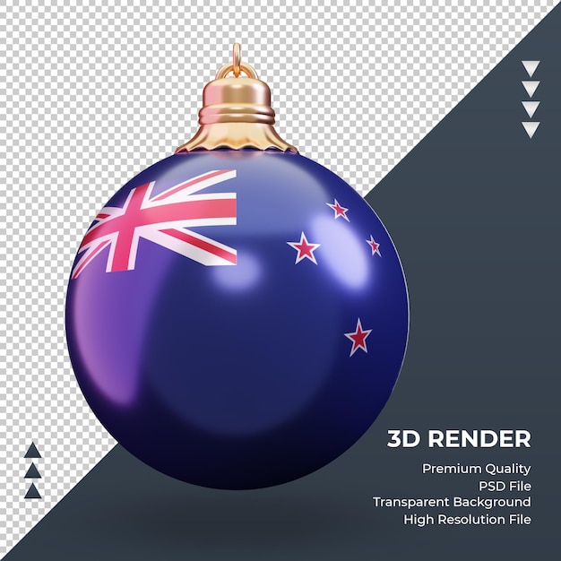 3d christmas ball New Zealand flag rendering front view