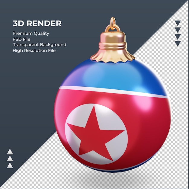 PSD 3d christmas ball north korea flag rendering right view