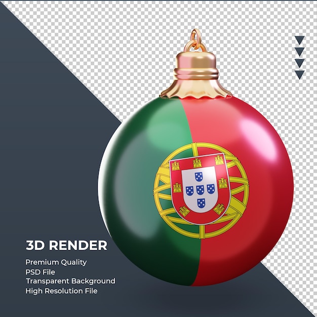 3d christmas ball Portugal flag rendering left view