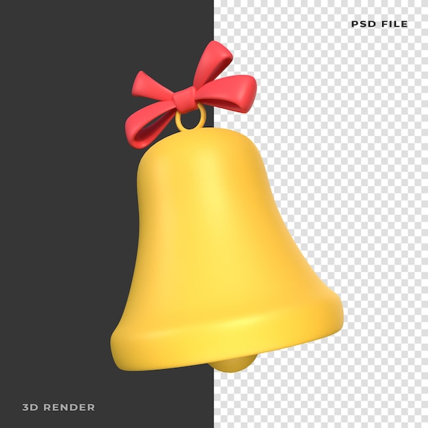 3D Christmas Bell Rendered on transparent background