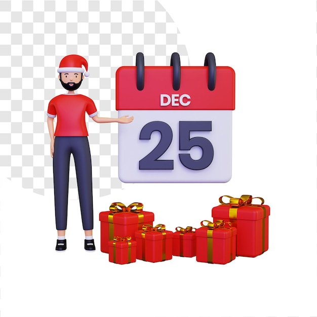 3d christmas day with calendar