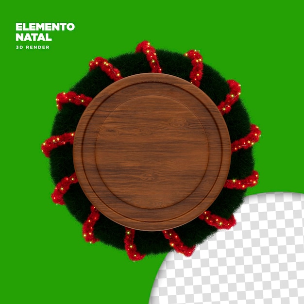 3d christmas element with circular wood