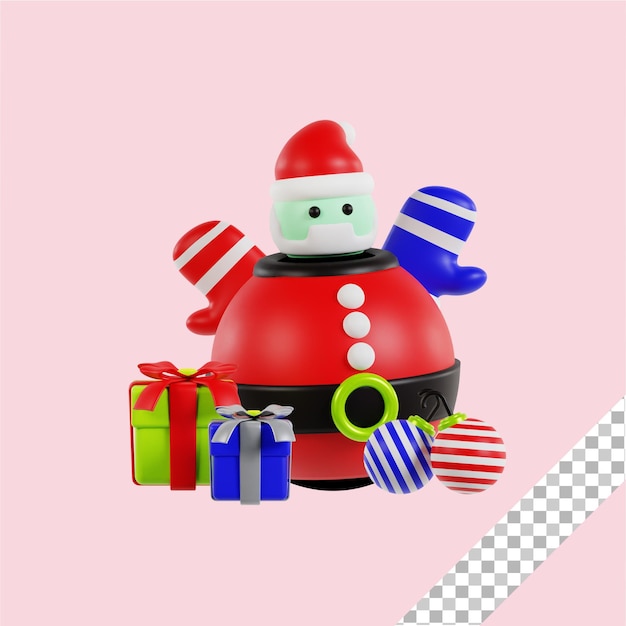 3d Christmas gift illustration on transparent background