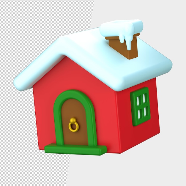 3d christmas house with transparent background