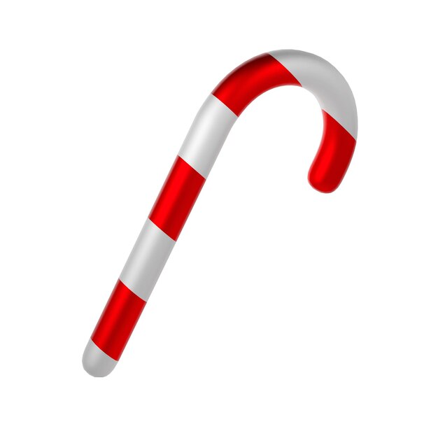 PSD 3d christmas icon candy cane traditional xmas candy with red and white stripes santa caramel cane with striped pattern illustration transparent