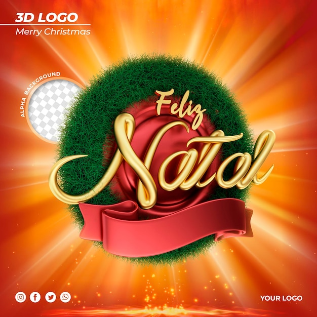 3d christmas logo for composition selo natal in brazil