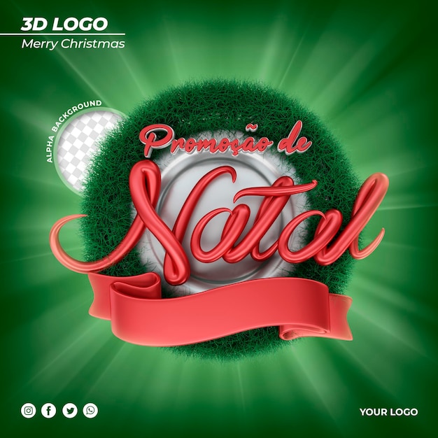 3d christmas logo for composition selo natal in brazil