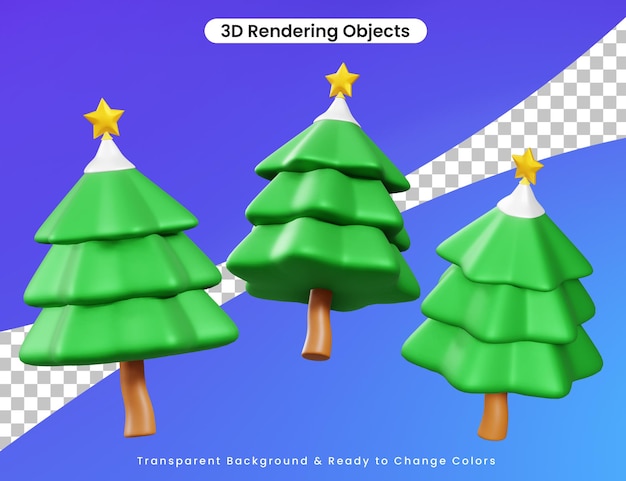 3D Christmas Pine Trees Collection