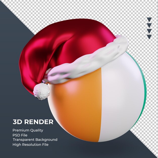 3d christmas santa claus cap Cote dIvoire flag rendering left view