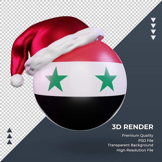 PSD 3d christmas santa claus cap syria flag rendering front view