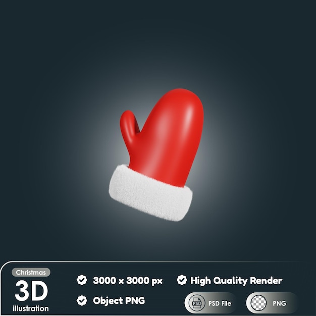 3d Christmas Santa Glove