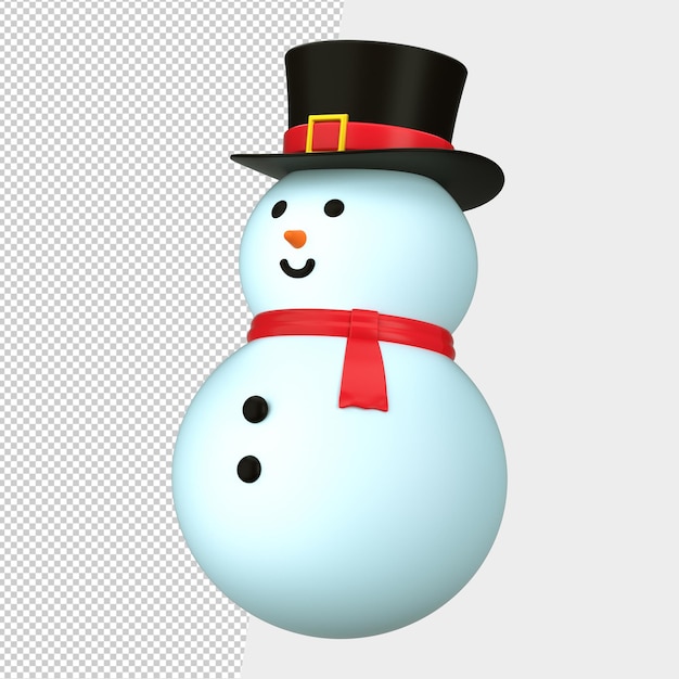 3d christmas snowman illustration with transparent background