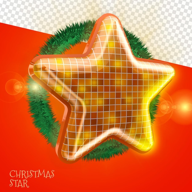 3D Christmas Star for Isolated Psd Premium Composition