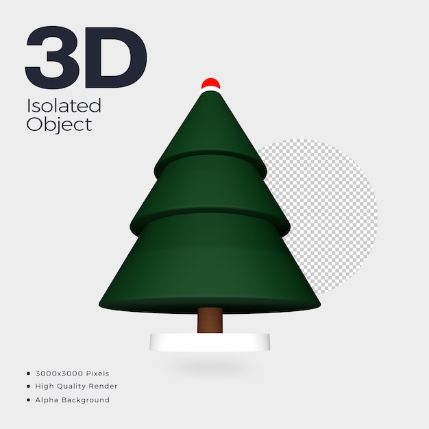 3d christmas tree isolated object with high quality render and resolution