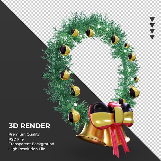 3d christmas wreath Belgium flag rendering left view