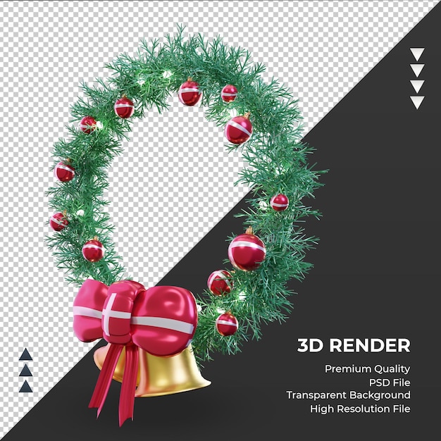 3d christmas wreath Denmark flag rendering right view