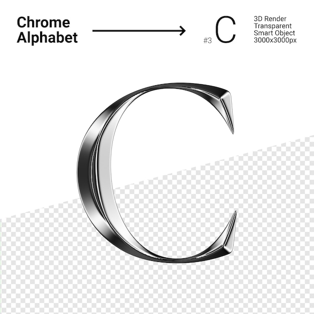 3D Chrome Alphabet Letter C