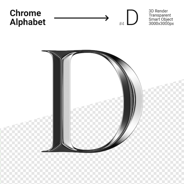 3D Chrome Alphabet Letter D