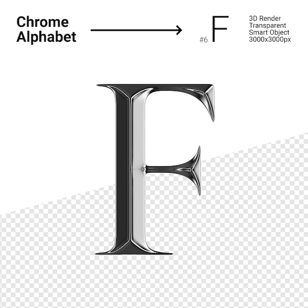 3D Chrome Alphabet Letter F