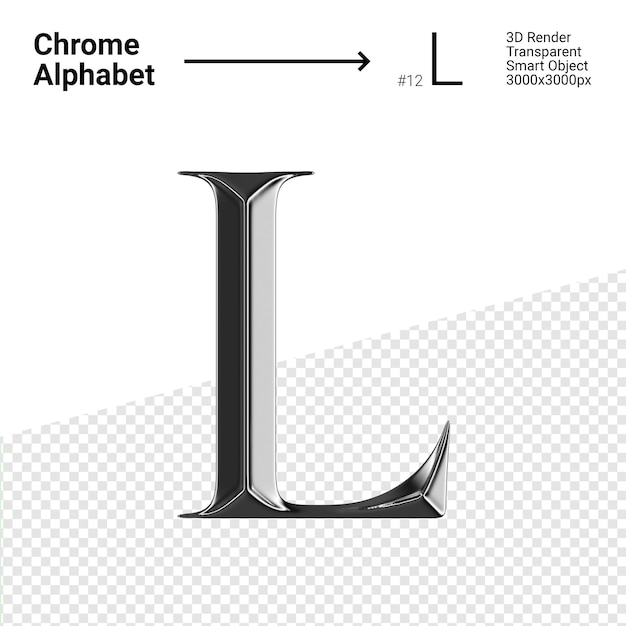 3D Chrome Alphabet Letter L