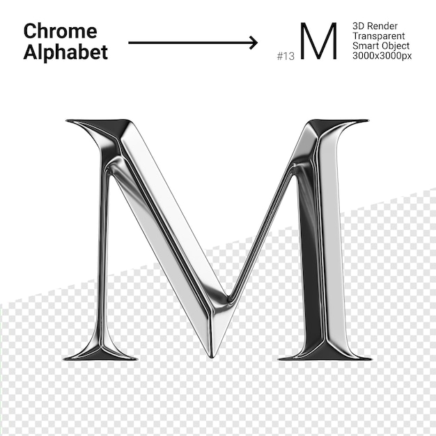 3D Chrome Alphabet Letter M