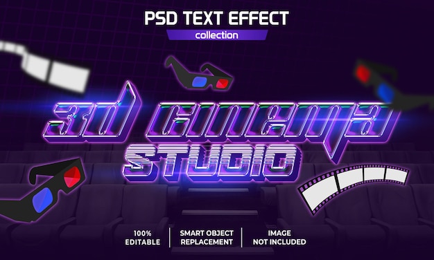 3D CINEMA STUDIO CHROME RETRO TEXT EFFECT