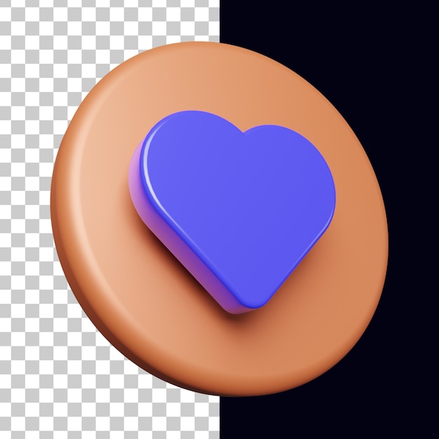 3d circle with cute love icon