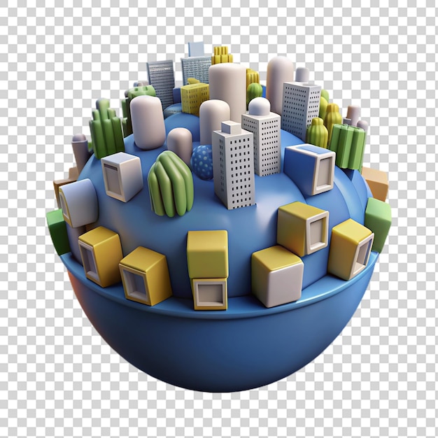 PSD 3d city ball isolated on transparent background