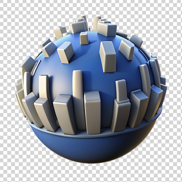 PSD 3d city ball isolated on transparent background