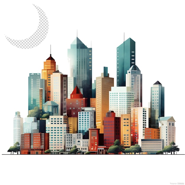 3D City buildings illustration isolated