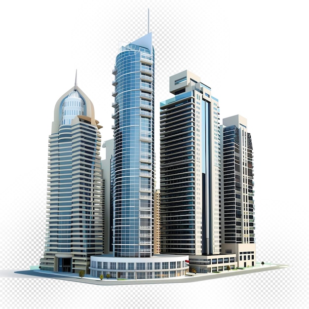 3D city buildings transparent background