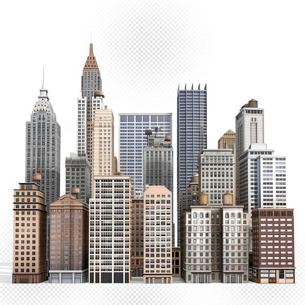 3D city buildings transparent background