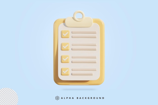 3d clipboard icon with paper blank 3d vector illustration