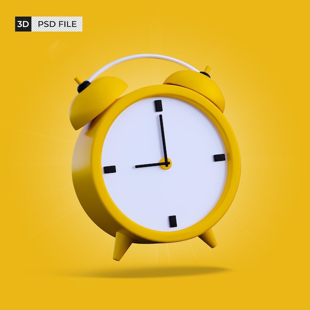 3d clock alarm icon isolated